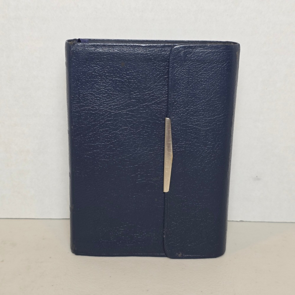 Thomas‎ Nelson KJV Holy Bible Blue Bonded Leather Red Letter Metal Clip 1972 VTG